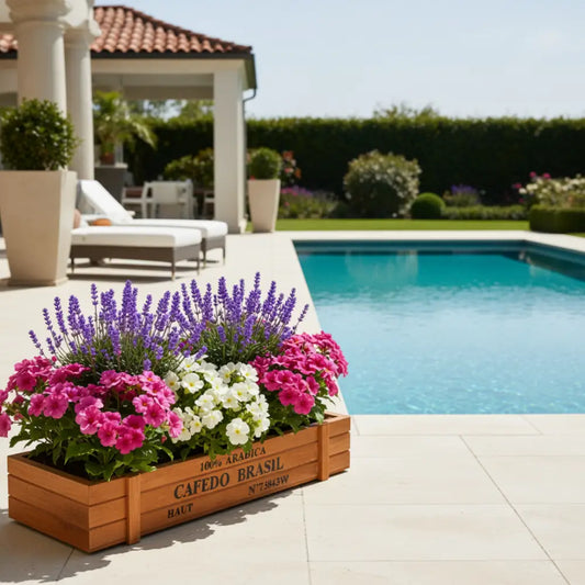 Pot de fleur bois terrasse