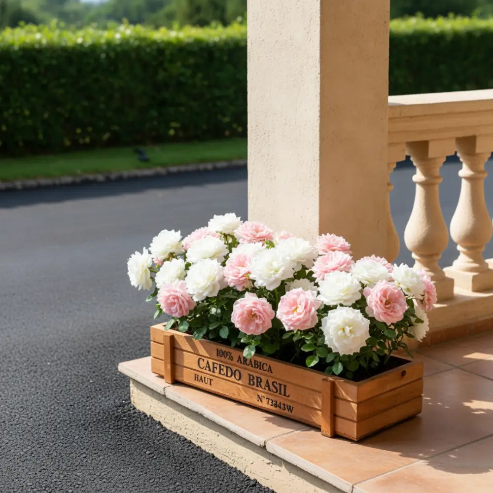 Pot de fleur bois terrasse