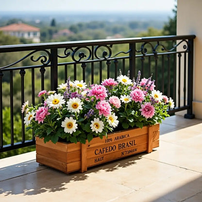 Pot de fleur bois terrasse