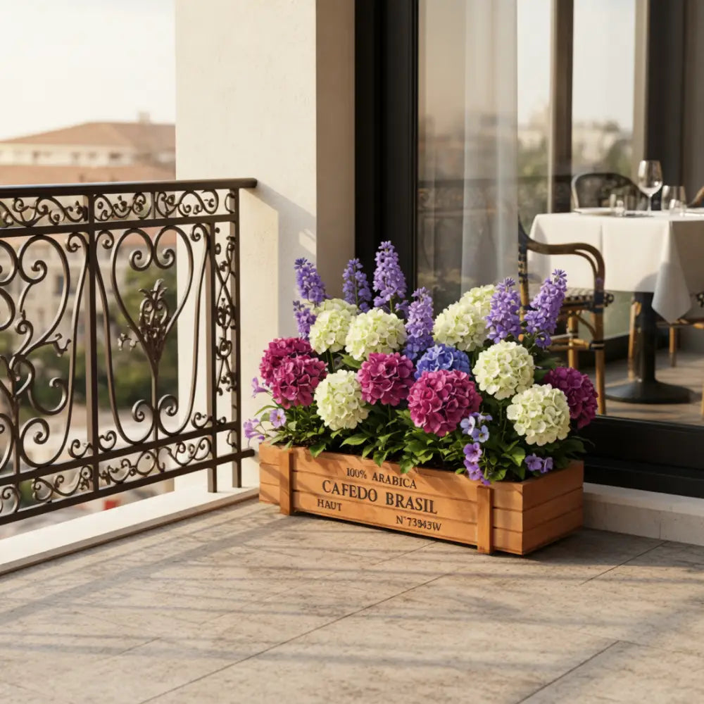 Pot de fleur bois terrasse