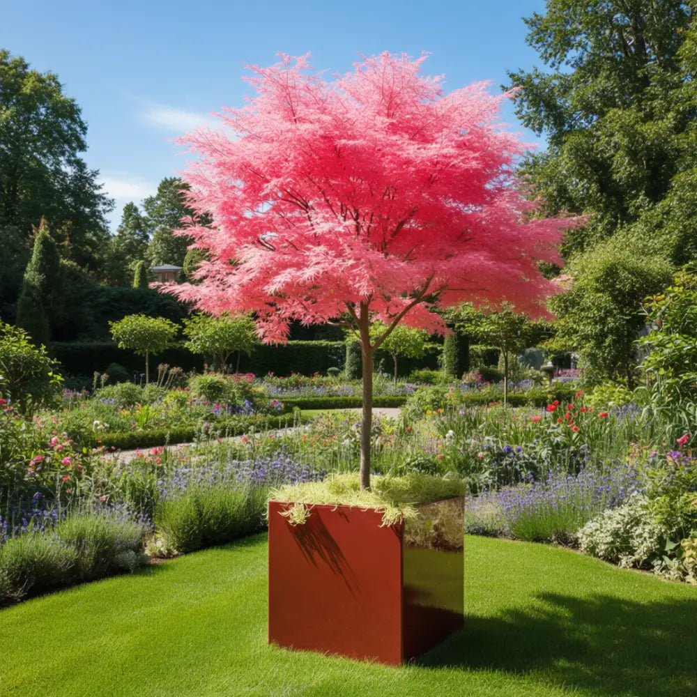 Pot de fleur carré 100x100 - Rouge brique