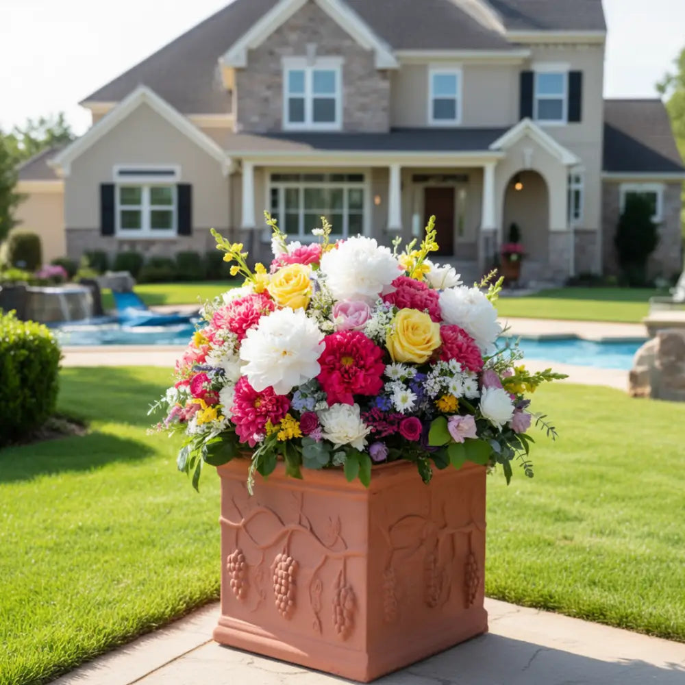 Pot de fleur carré 40x40 terre cuite