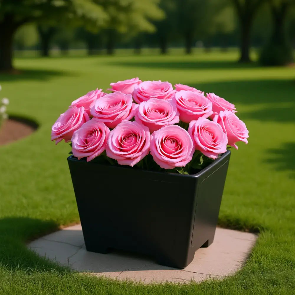 Pot de fleur carré en résine - Noir