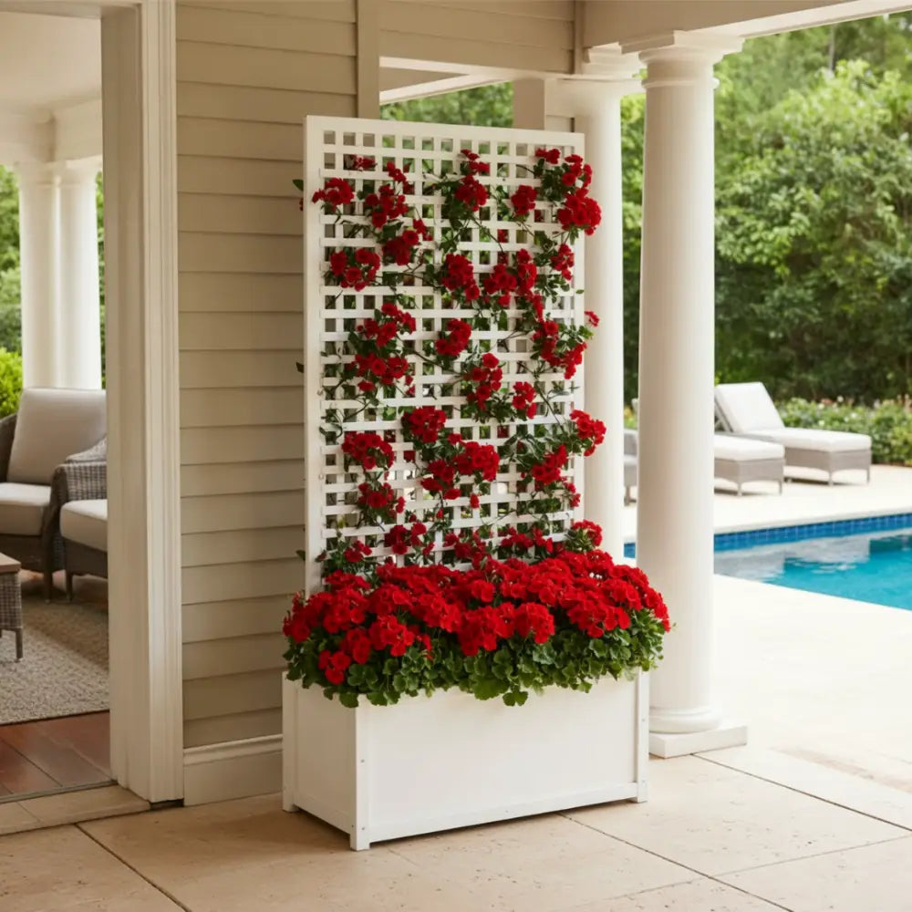 Pot de fleur en bois avec treillis