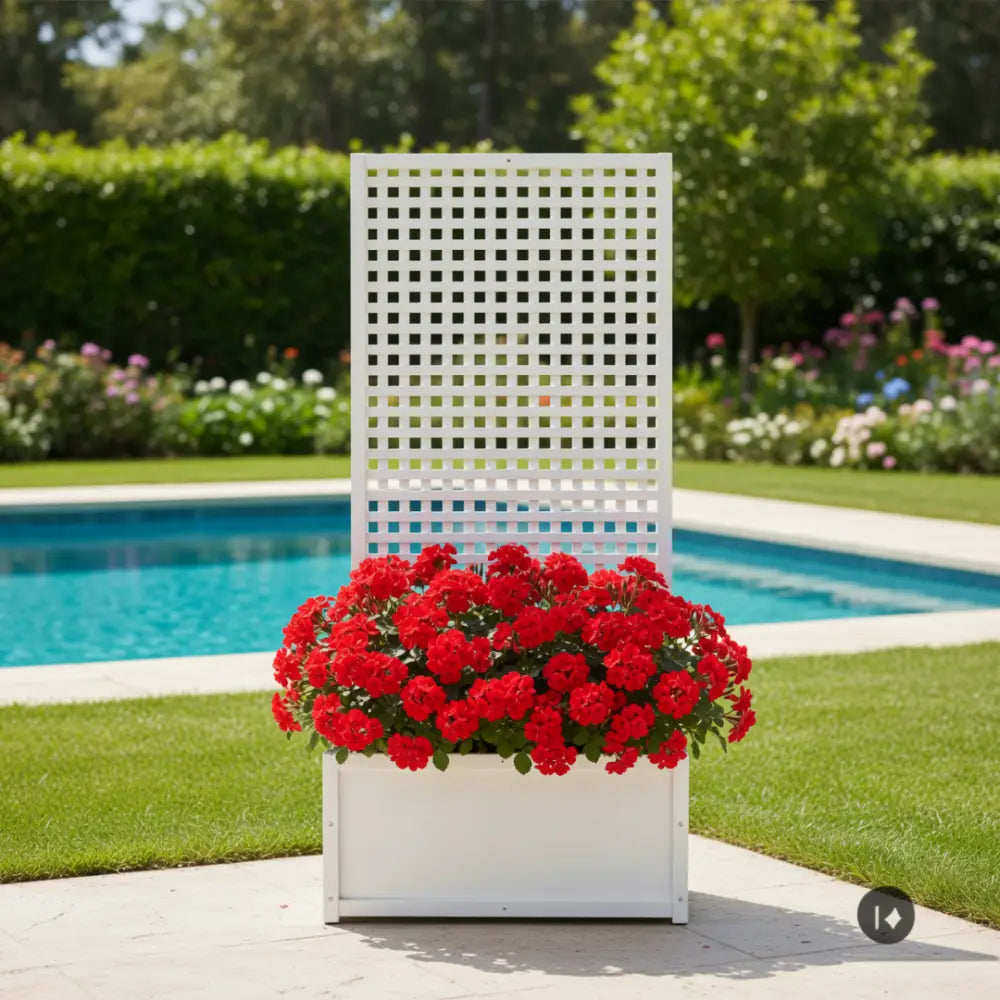 Pot de fleur en bois avec treillis