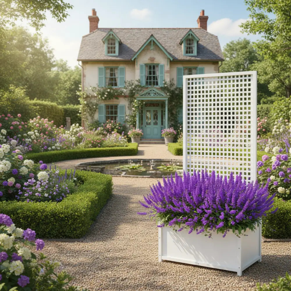 Pot de fleur en bois avec treillis