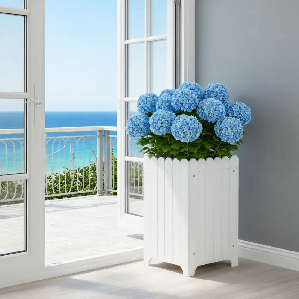 Pot de fleur en bois carré - Blanc