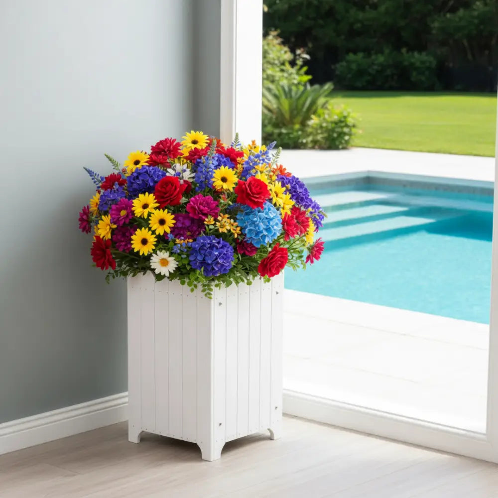 Pot de fleur en bois carré - Blanc