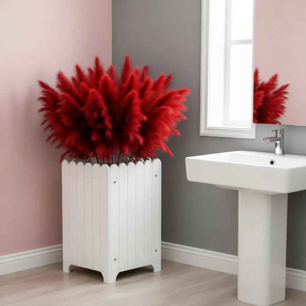 Pot de fleur en bois carré - Blanc