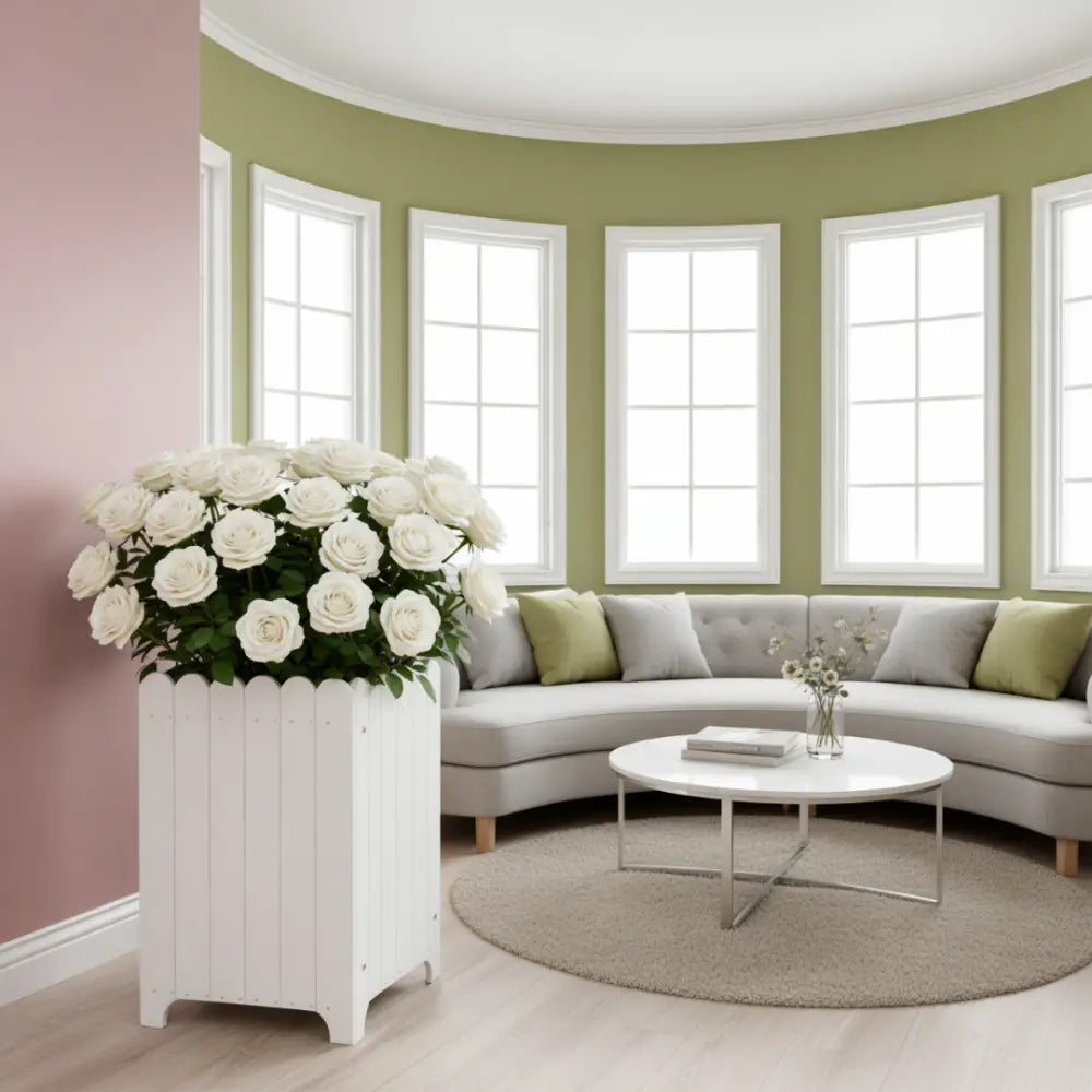 Pot de fleur en bois carré - Blanc