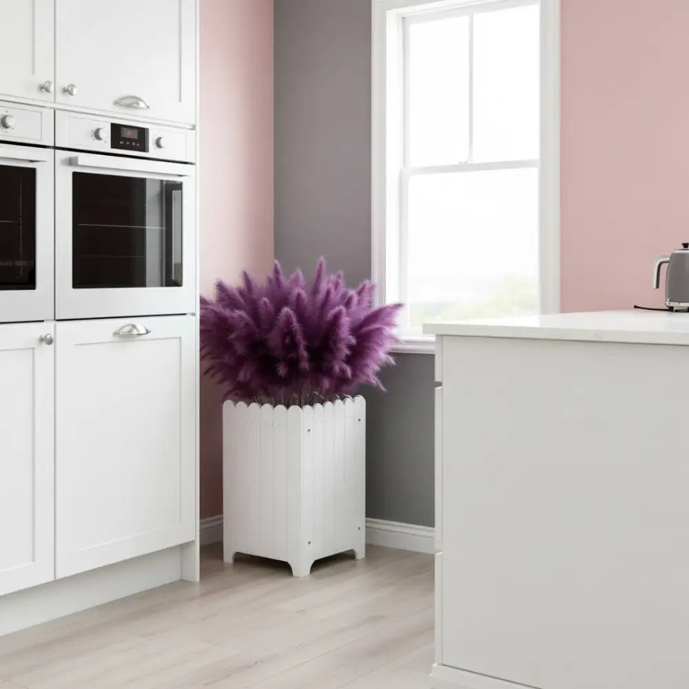 Pot de fleur en bois carré - Blanc