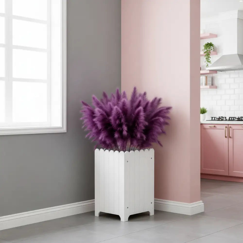 Pot de fleur en bois carré - Blanc