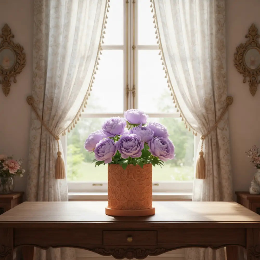 Pot de fleur en terre cuite décoré