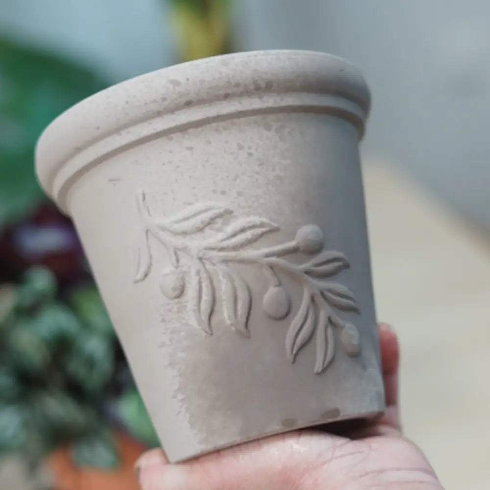 Pot de fleur en terre cuite gris