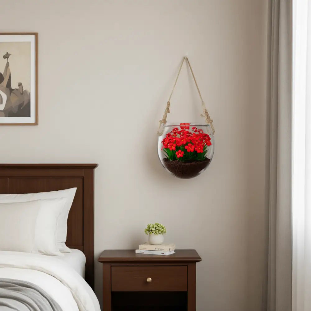 Pot de fleur en verre suspendu