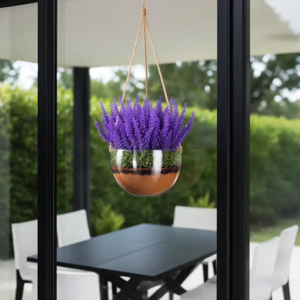 Pot de fleur en verre suspendu