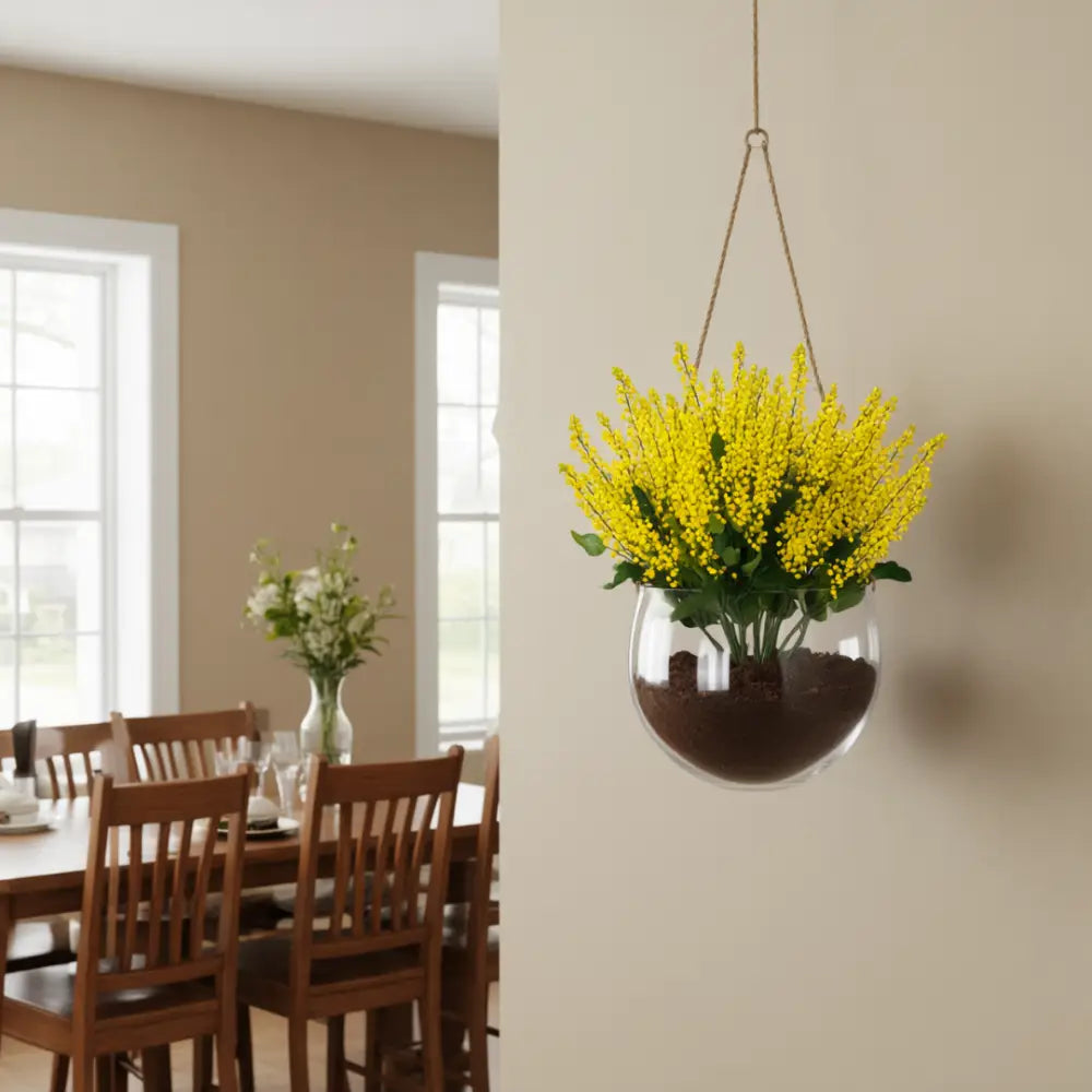 Pot de fleur en verre suspendu