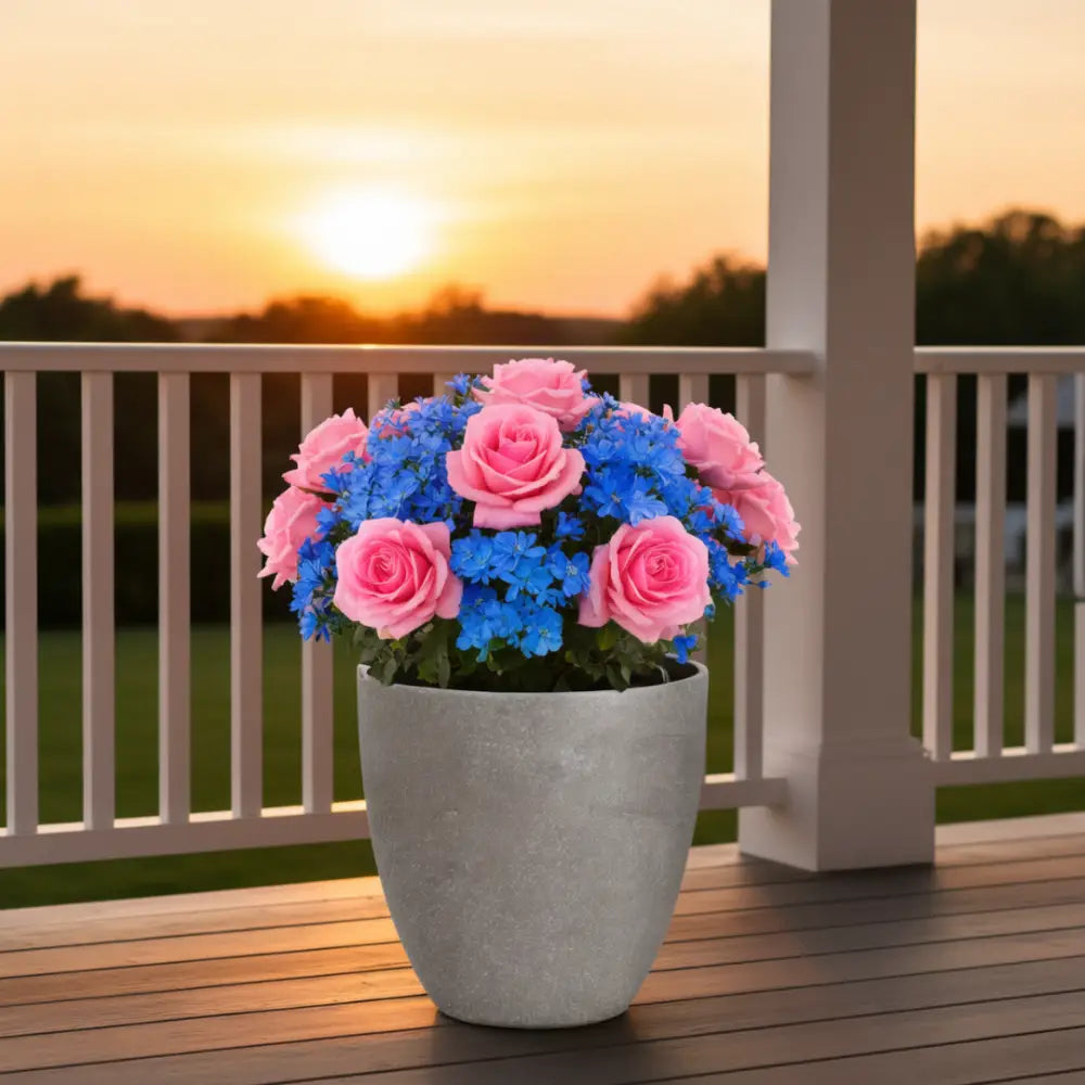 Pot de fleur extérieur plastique gris