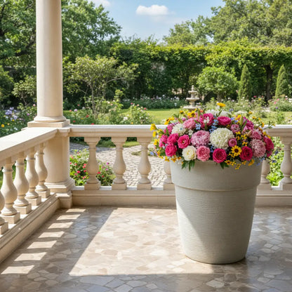 Pot de fleur extérieur xxl plastique - Quartz blanche