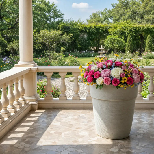 Pot de fleur extérieur xxl plastique - Quartz blanche