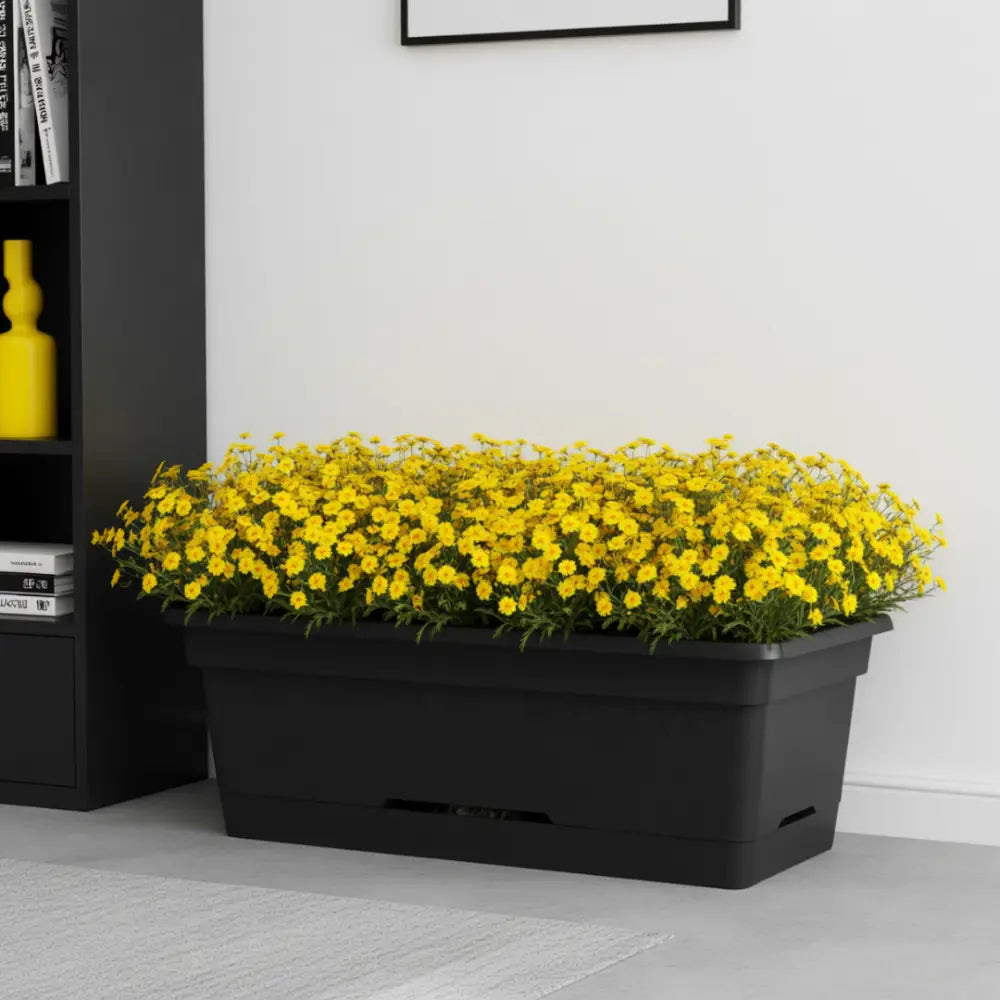 Pot de fleur gris anthracite rectangulaire