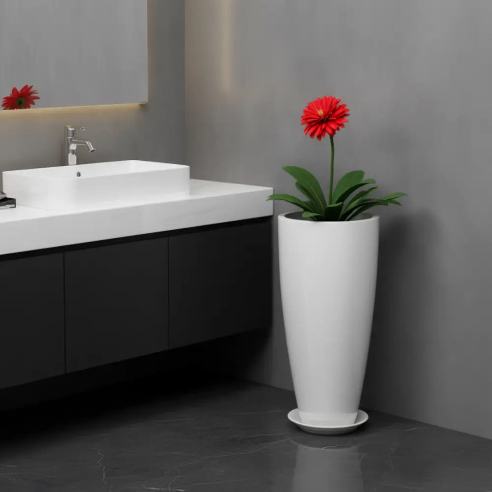 Pot de fleur haut plastique - Blanc