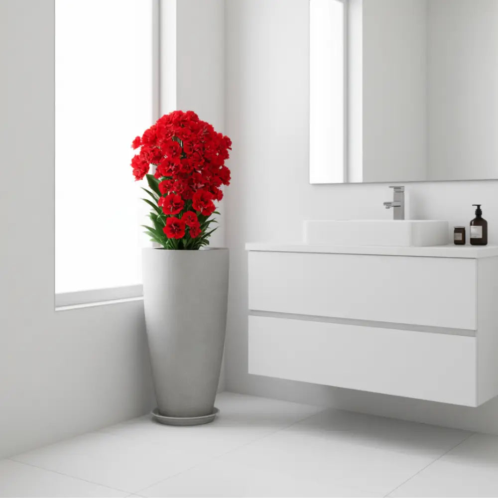 Pot de fleur haut plastique - Gris clair