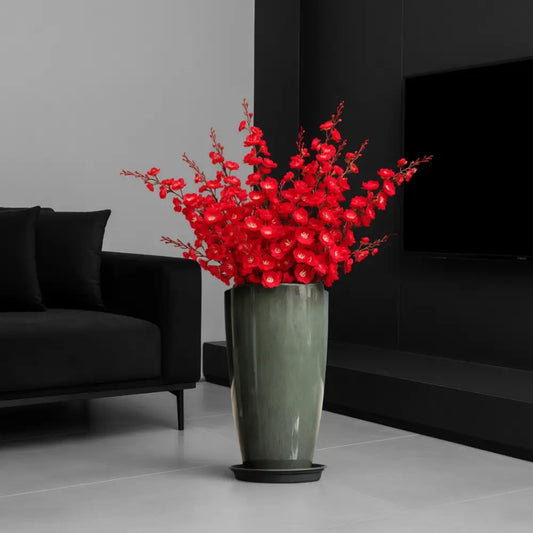 Pot de fleur haut plastique - Vert foncé