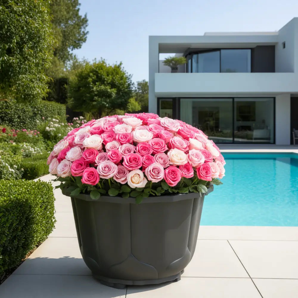 Pot de fleur plastique diamètre 80 - Gris foncé