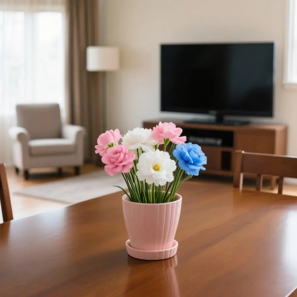 Pot de fleur plastique rose