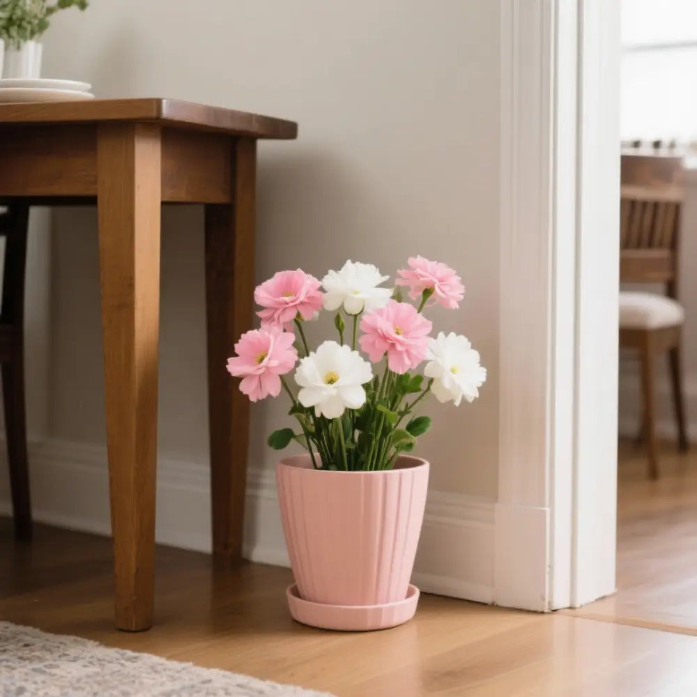 Pot de fleur plastique rose