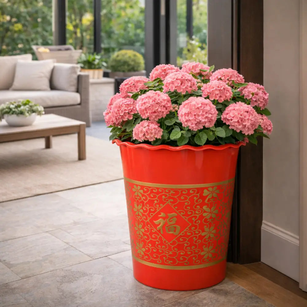 Pot de fleur plastique rouge