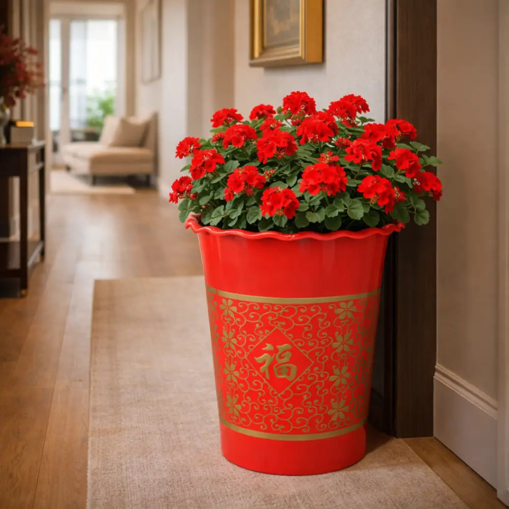 Pot de fleur plastique rouge
