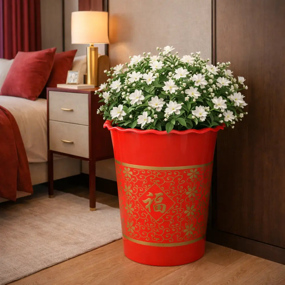 Pot de fleur plastique rouge