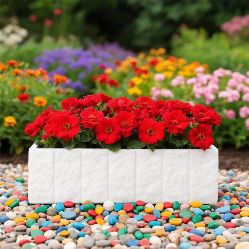 Pot de fleur rectangulaire blanc