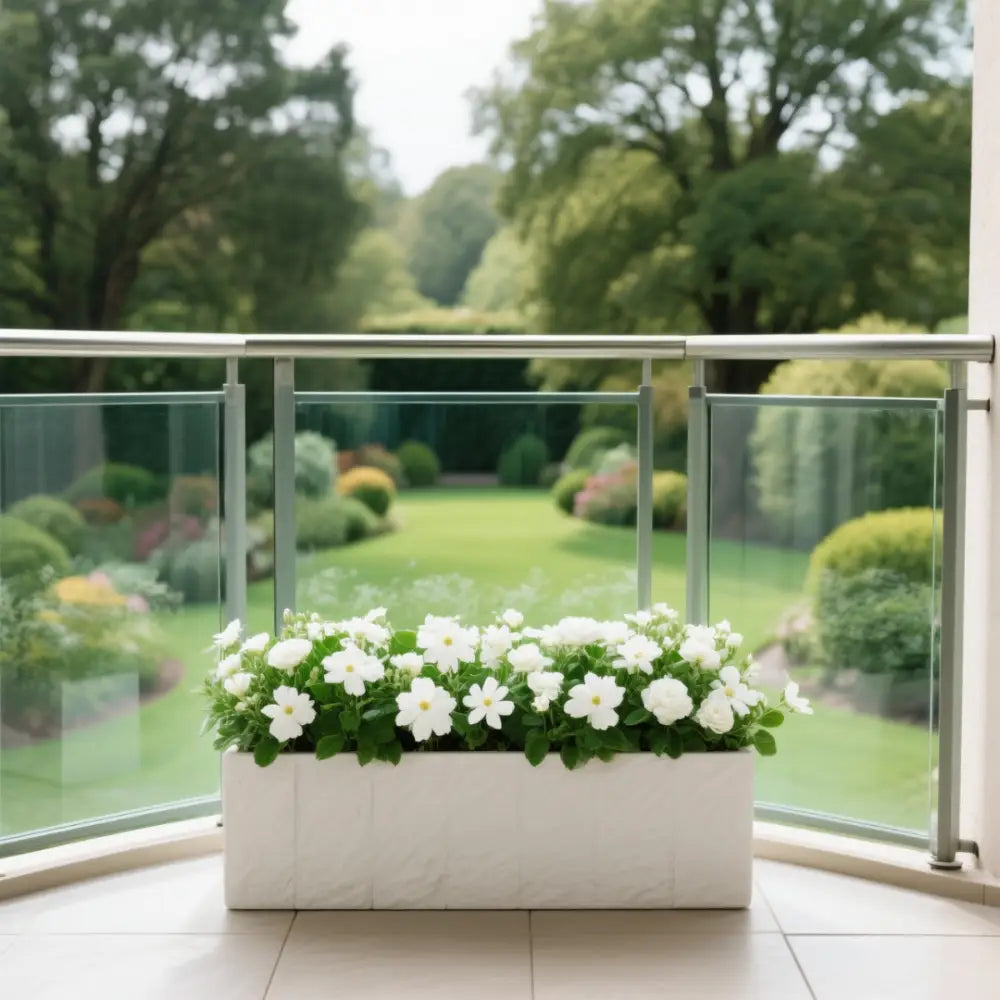 Pot de fleur rectangulaire blanc