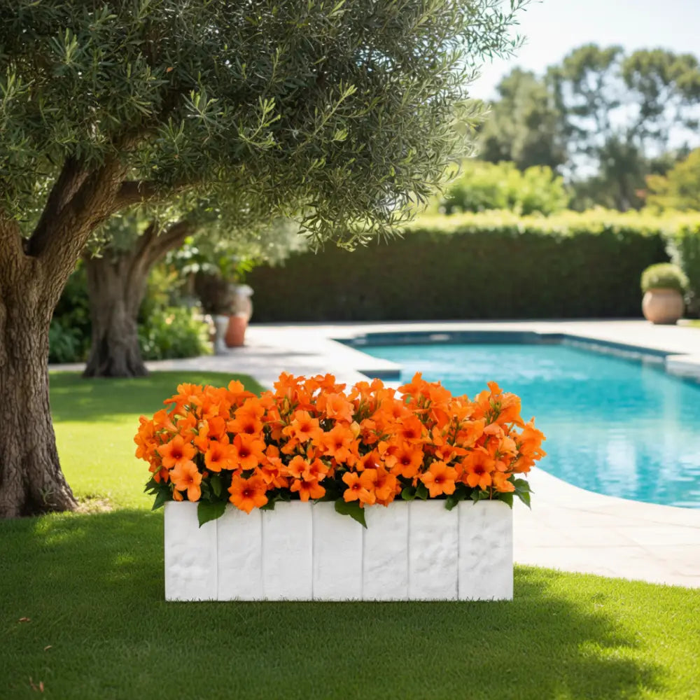 Pot de fleur rectangulaire blanc