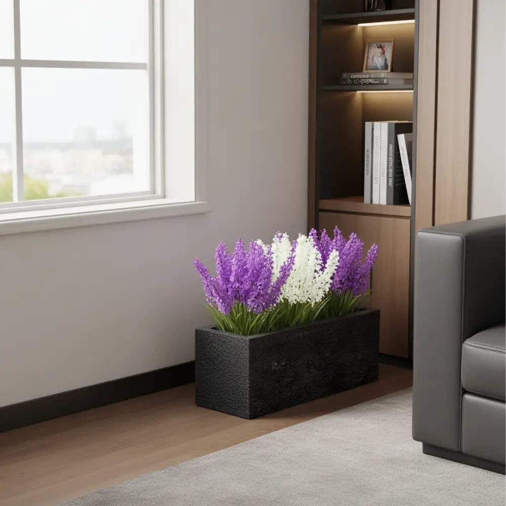 Pot de fleur rectangulaire noir