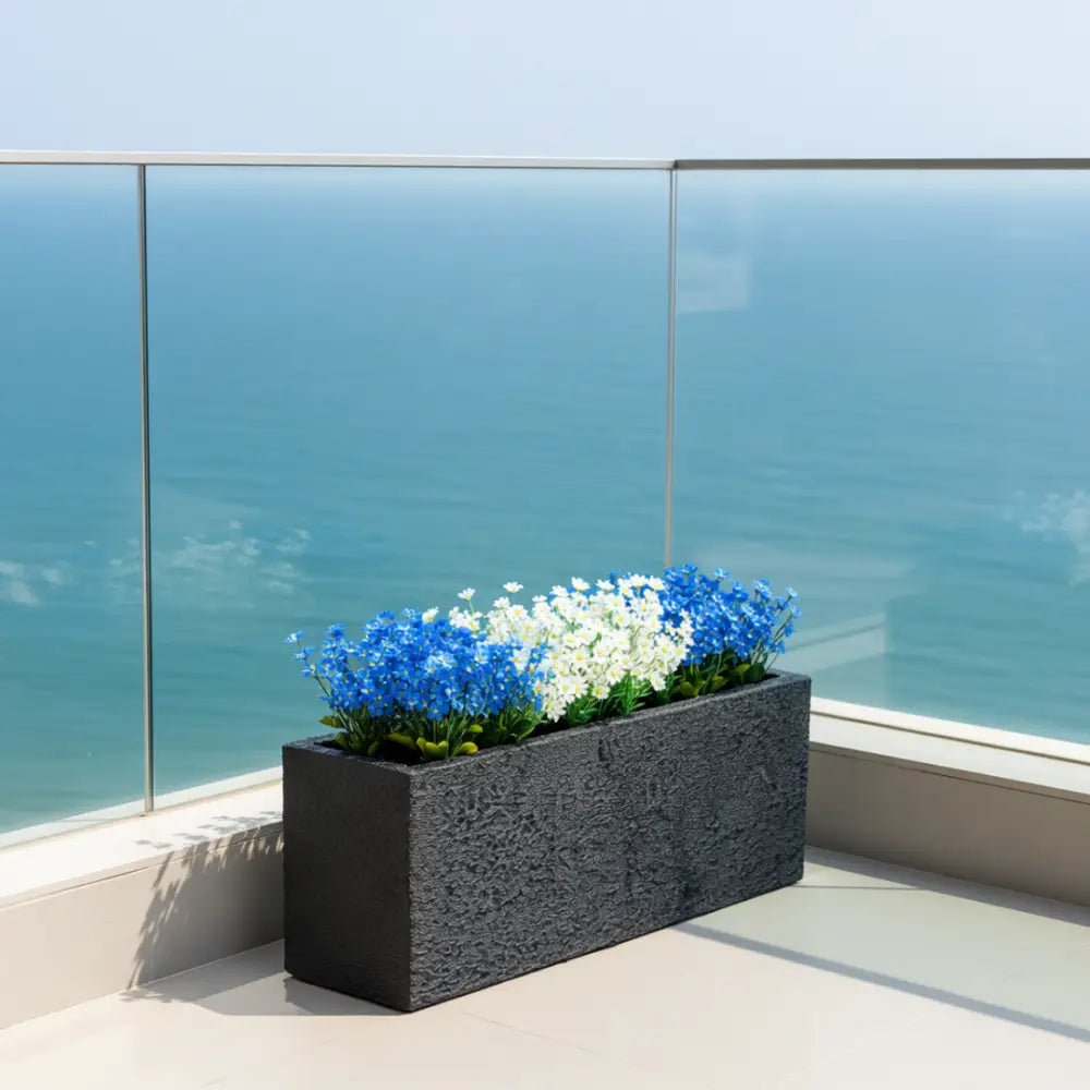 Pot de fleur rectangulaire noir