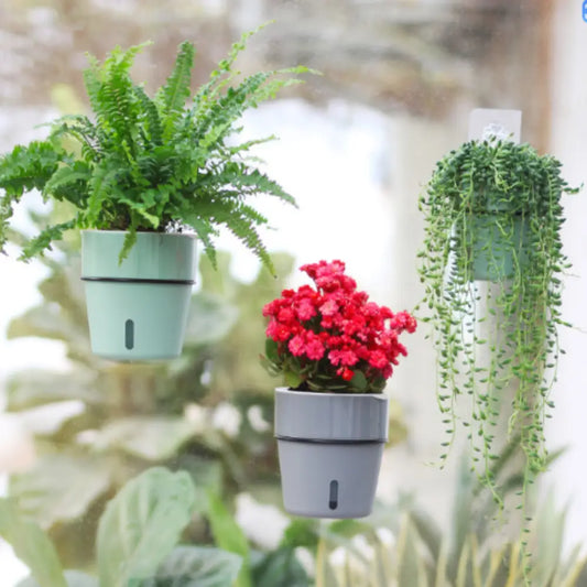 Pot de fleur suspendu avec réserve d’eau