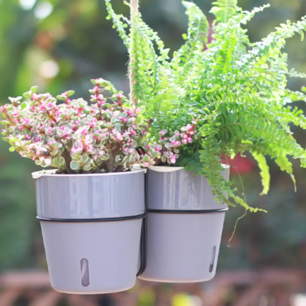 Pot de fleur suspendu avec réserve d’eau