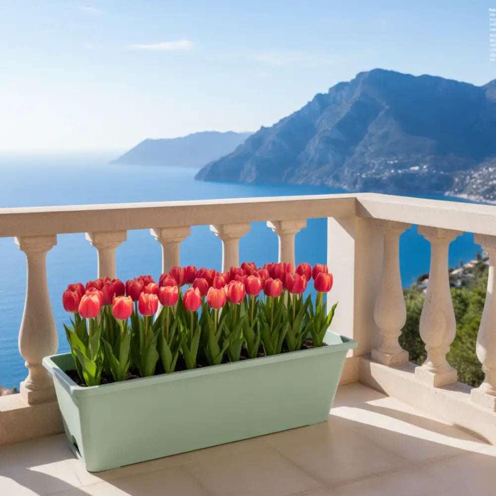 Pot de fleur vert rectangulaire