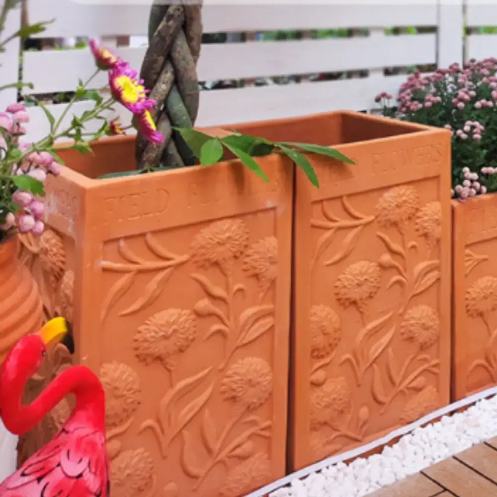 Pot de fleurs carrés en terre cuite design