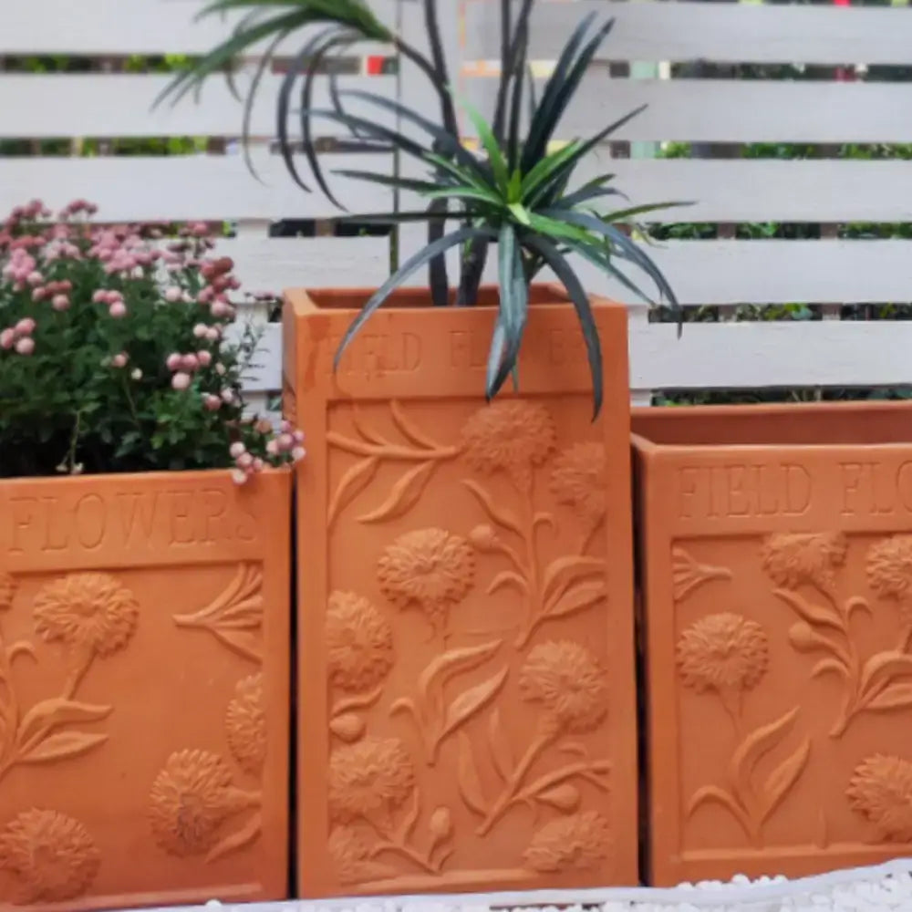 Pot de fleurs carrés en terre cuite design
