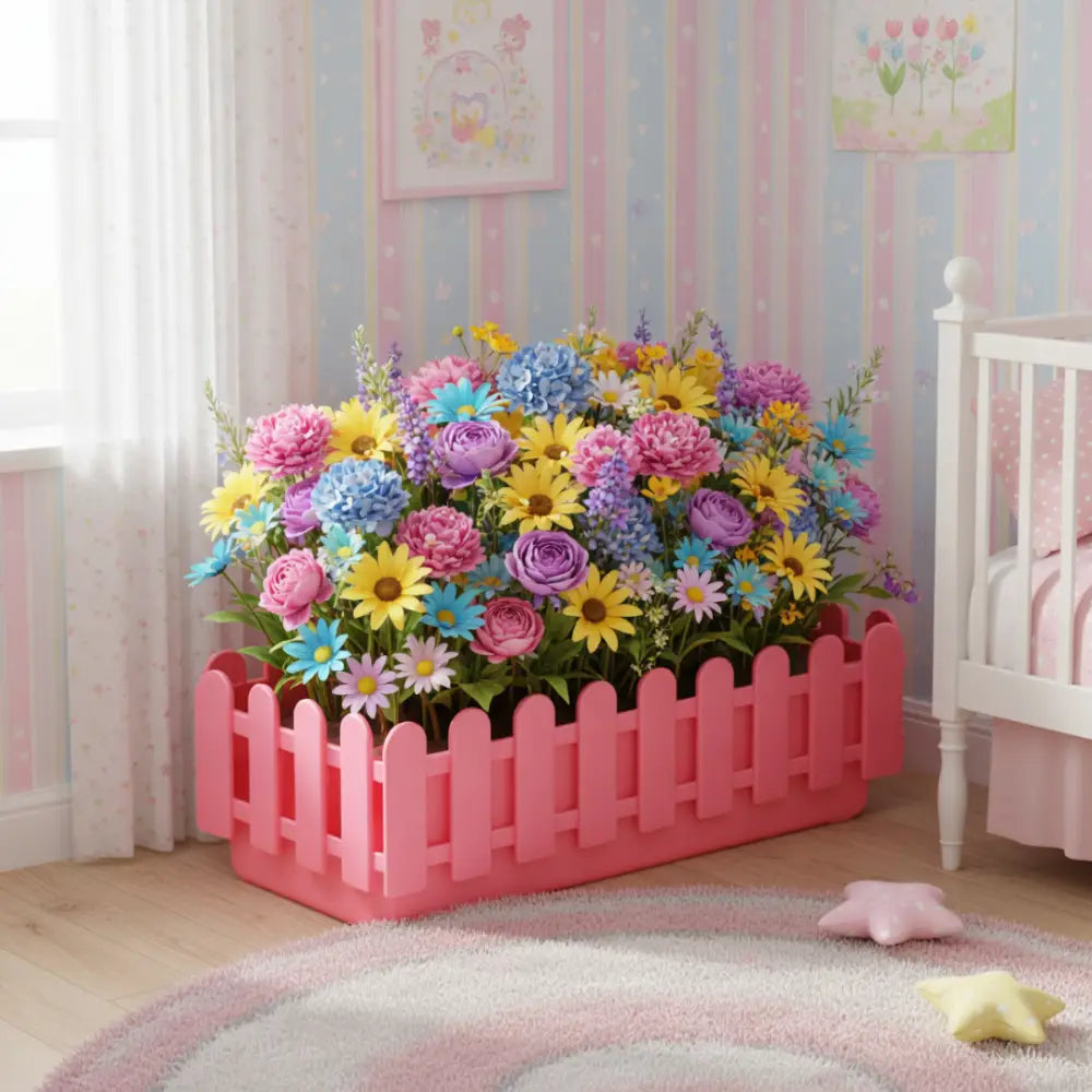 Pot de fleurs colorés - Rose