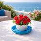 Soucoupe pot de fleur terre cuite bleue