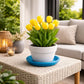 Soucoupe pot de fleur terre cuite bleue
