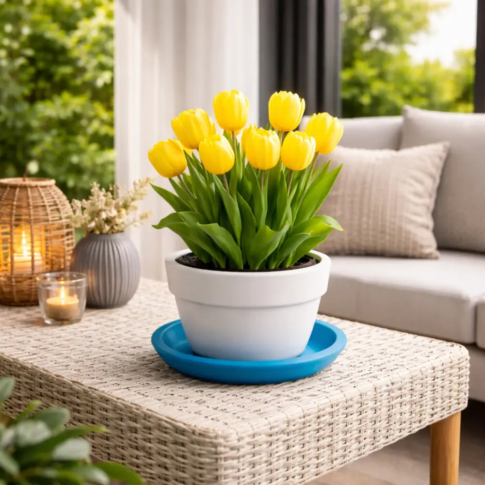Soucoupe pot de fleur terre cuite bleue