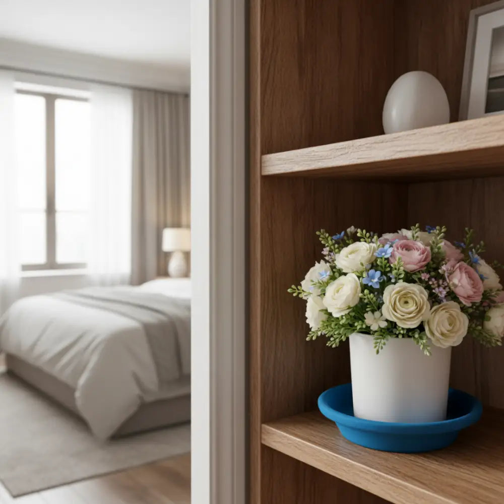 Soucoupe pot de fleur terre cuite bleue