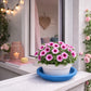 Soucoupe pot de fleur terre cuite bleue